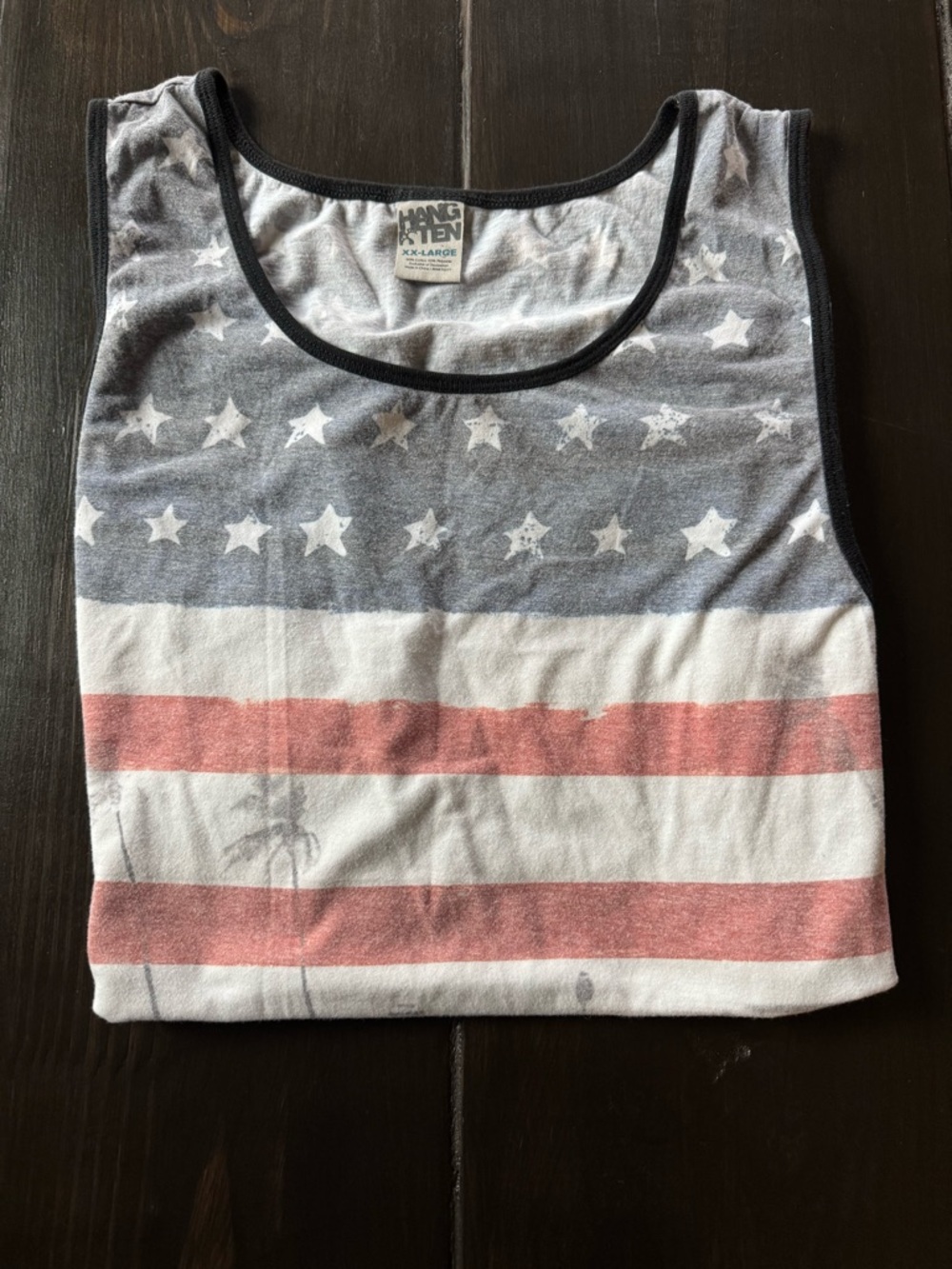 Hang Ten mens  Star & Stripe Tank Top — Gray, White & Red
